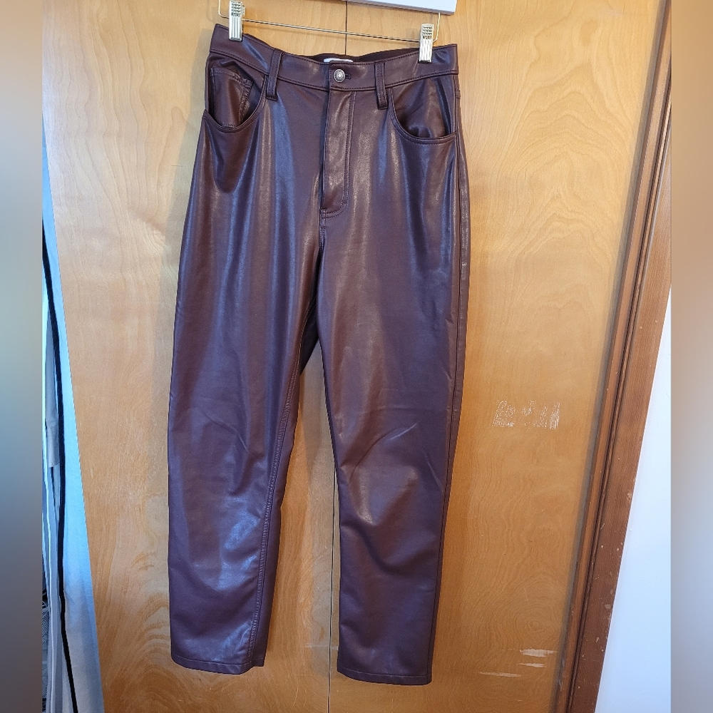 Abercrombie & Fitch Pant Faux Leather Burgandy Size 6